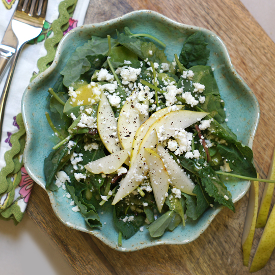Pear, Kale & Feta Salad w Protein Choice