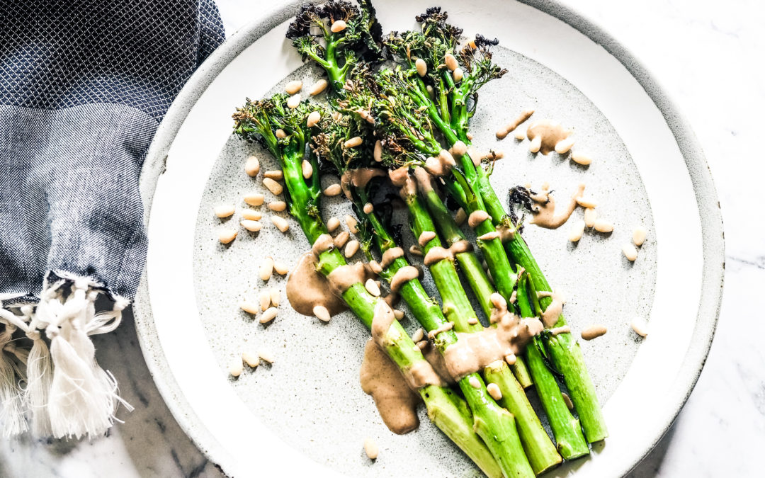 Grilled Broccolini & Pine Nuts Served w Coconut Brown Rice