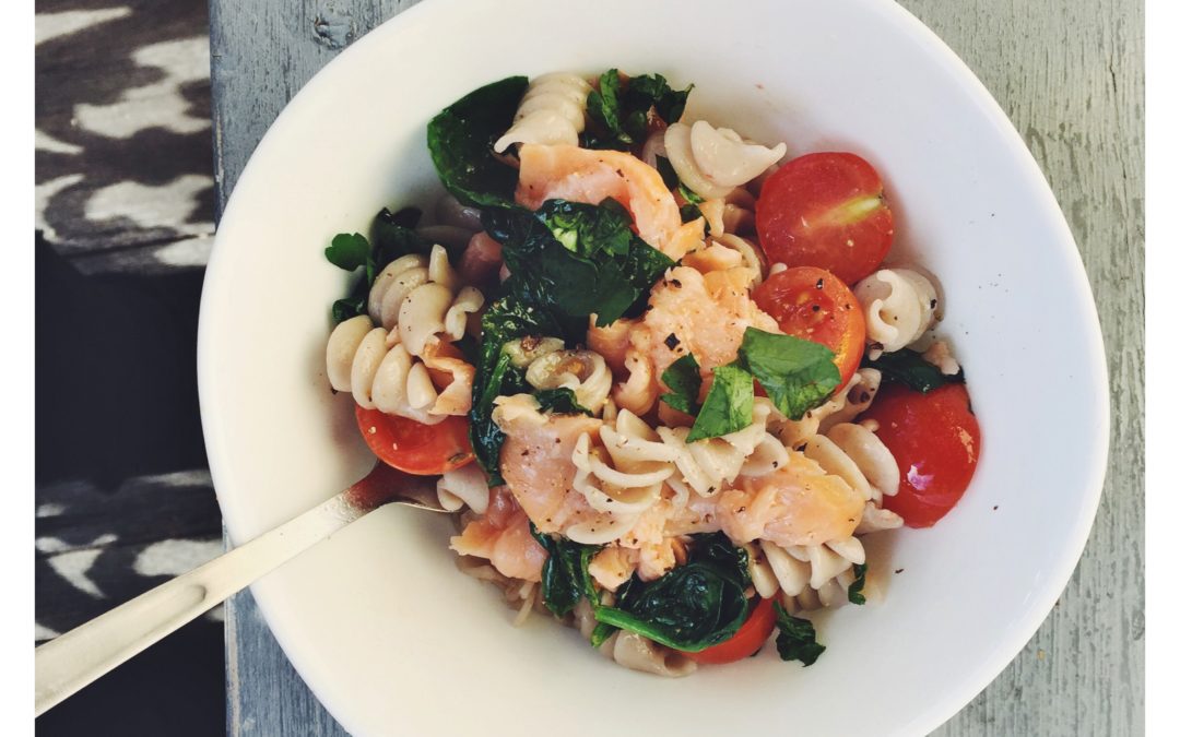 Warm Salmon Pasta Salad