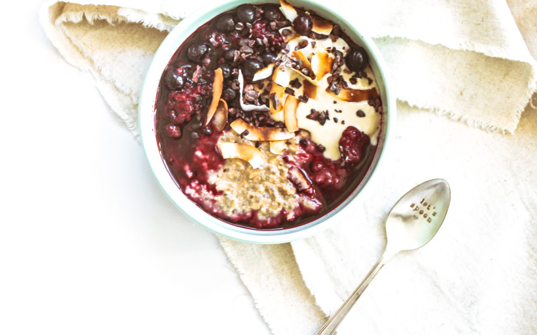 Coconut, Oat and Chia Seed Porridge with Berry Compote