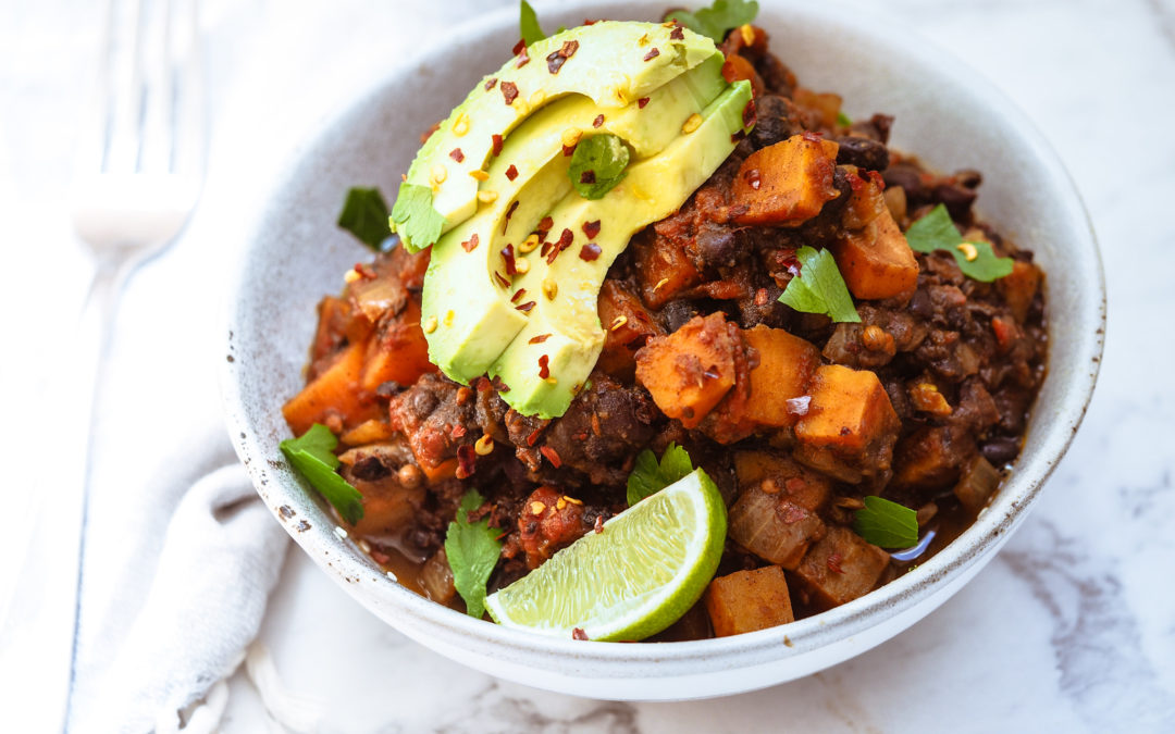 Sweet Potato, Black Bean and Coriander Chili
