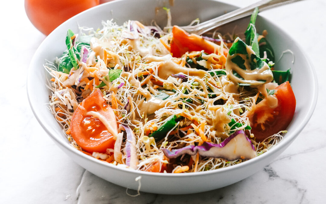 Sprout & Slaw Salad w Sweet Tahini Dressing